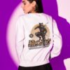 White Graphic Printed Women’s Sweatshirt with Ninja Cat Artwork | Premium Fleece Winter Sweatshirt for Women | Streetwear Aesthetic Casual Wear – GiftSpeaks