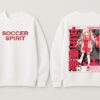 Soccer Spirit Anime Sweatshirt for Women | White Fleece Cotton 300 GSM Streetwear Crewneck