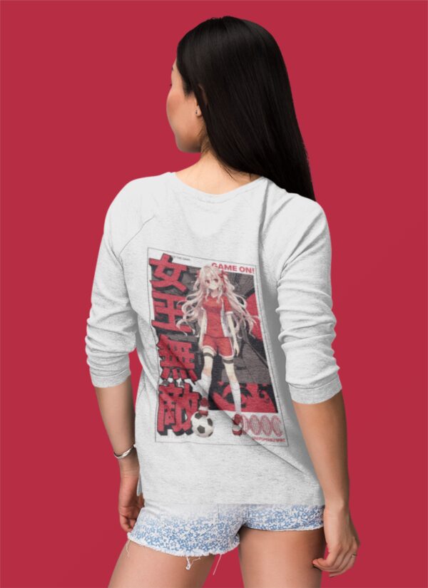 Soccer Spirit Anime Sweatshirt for Women | White Fleece Cotton 300 GSM Streetwear Crewneck