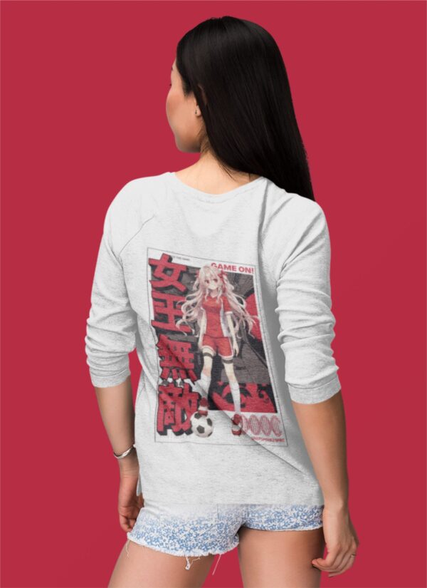 Soccer Spirit Anime Sweatshirt for Women | White Fleece Cotton 300 GSM Streetwear Crewneck