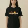 Hanuman Divine Graphic Oversized T Shirt for Women | Black Spiritual Streetwear Back Print T Shirt | Loopknit Cotton 240 GSM | Giftspeaks