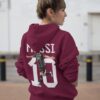 Lionel Messi Graphic Hoodie for Women | Messi 10 Back Print Oversized Hoodie | Maroon Streetwear Football Fan Hoodie | Premium Fleece by giftspeaks