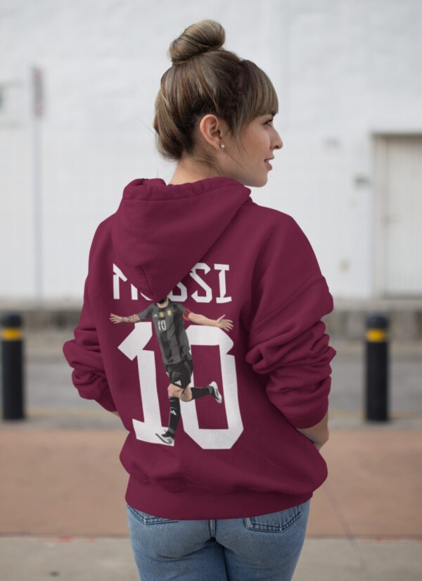Lionel Messi Graphic Hoodie for Women | Messi 10 Back Print Oversized Hoodie | Maroon Streetwear Football Fan Hoodie | Premium Fleece by giftspeaks