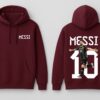 Lionel Messi Graphic Hoodie for Women | Messi 10 Back Print Oversized Hoodie | Maroon Streetwear Football Fan Hoodie | Premium Fleece by giftspeaks