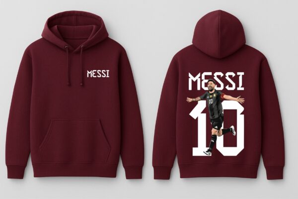 Lionel Messi Graphic Hoodie for Women | Messi 10 Back Print Oversized Hoodie | Maroon Streetwear Football Fan Hoodie | Premium Fleece by giftspeaks