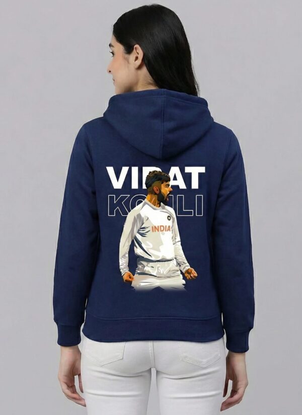 Women 18 Legend Cricket Printed Hoodie Navy Blue | Stylish Back Print Hoodie for Women | Winter Wear Fleece Hoodie | Casual & Streetwear Hoodie for Girls