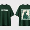 Women Dark Green Oversized Graphic T-Shirt : Vintage Portrait Back Print | Premium Loopknit Cotton 240 GSM Streetwear Tee