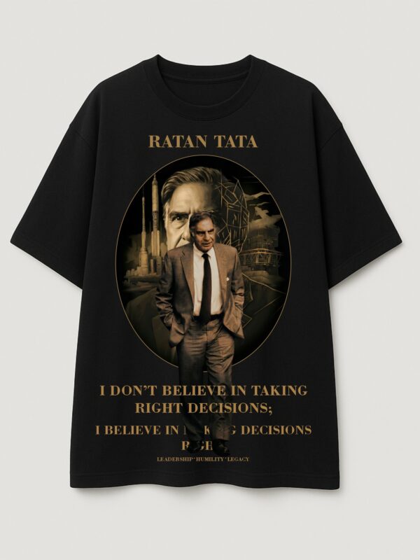 Ratan Tata Motivational Printed Oversized T-Shirt for Women | Premium Loopknit Cotton 240 GSM | Black Oversized T Shirt for Girls | Inspirational Quote Casual Streetwear | by Giftspeaks