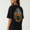 Black Science Graphic Printed Women’s Oversized T-Shirt | “Science Is Magic” Artistic Back Print | Loopknit Fabric 240 GSM | Premium Streetwear Tee – GiftSpeaks