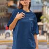 Captain Cool Graphic T-Shirt for Women | M.S. Dhoni Inspired Back Print Oversized T-Shirt | Navy Blue Streetwear Cricket Fan Tee | Premium Cotton by giftspeaks
