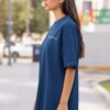 Captain Cool Graphic T-Shirt for Women | M.S. Dhoni Inspired Back Print Oversized T-Shirt | Navy Blue Streetwear Cricket Fan Tee | Premium Cotton by giftspeaks