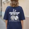 Women Oversized Navy Blue Graphic Printed T-Shirt | Street Hip-Hop Back Print | Premium Loopknit Cotton 240 GSM | Trendy Urban Casual Tee