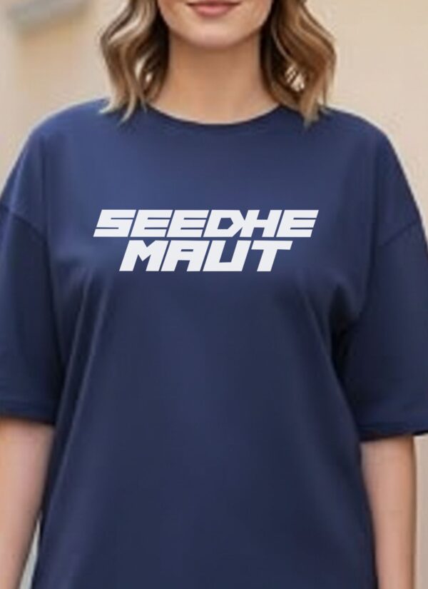 Women Oversized Navy Blue Graphic Printed T-Shirt | Street Hip-Hop Back Print | Premium Loopknit Cotton 240 GSM | Trendy Urban Casual Tee