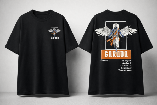 Womens Oversized Black Graphic T-Shirt Mythological Back Print Casual Wear