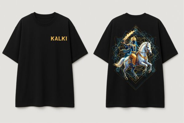 WWROB_Kalki_1770960717775_dwmrs08muzf5p2q.jpg Womens Oversized Graphic T-Shirt | Kalki Warrior Back Print | Mythology Inspired Design | Loopknit 240 GSM Cotton | Relaxed Streetwear Fit
