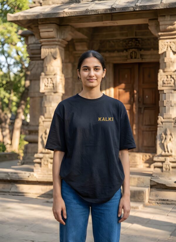 WWROB_Kalki_1770961369932_a4bpslwreolc2jc.jpg Womens Oversized Graphic T-Shirt | Kalki Warrior Back Print | Mythology Inspired Design | Loopknit 240 GSM Cotton | Relaxed Streetwear Fit