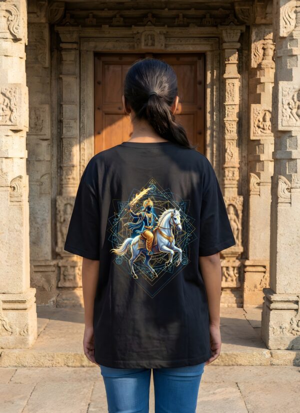 WWROB_Kalki_1770961742610_wx3nti6g8lox8h3.jpg Womens Oversized Graphic T-Shirt | Kalki Warrior Back Print | Mythology Inspired Design | Loopknit 240 GSM Cotton | Relaxed Streetwear Fit