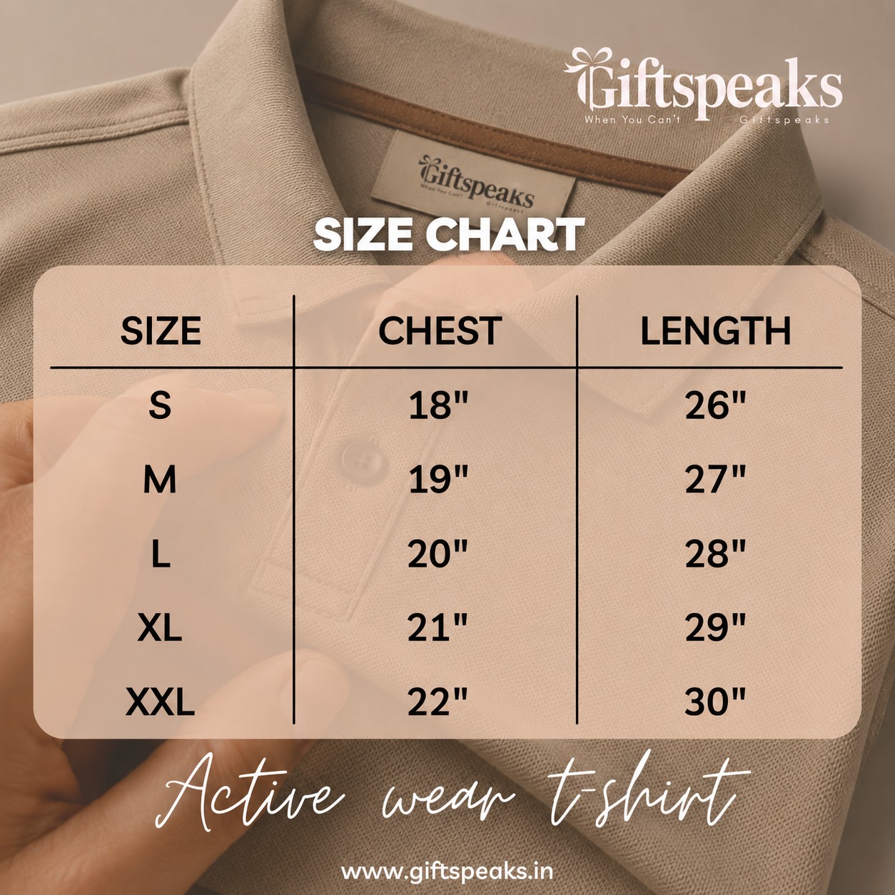 Polo T-Shirt Size Chart