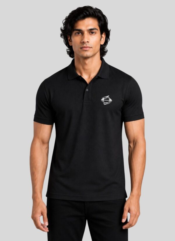WhatsApp Image 2026-07-06 at 12.39.49 Men's Gym Graphic Polo T-Shirt | Meshknit 180 GSM Sports Polo with Dumbbell Print | Breathable Activewear for Workout, Training & Casual Wear