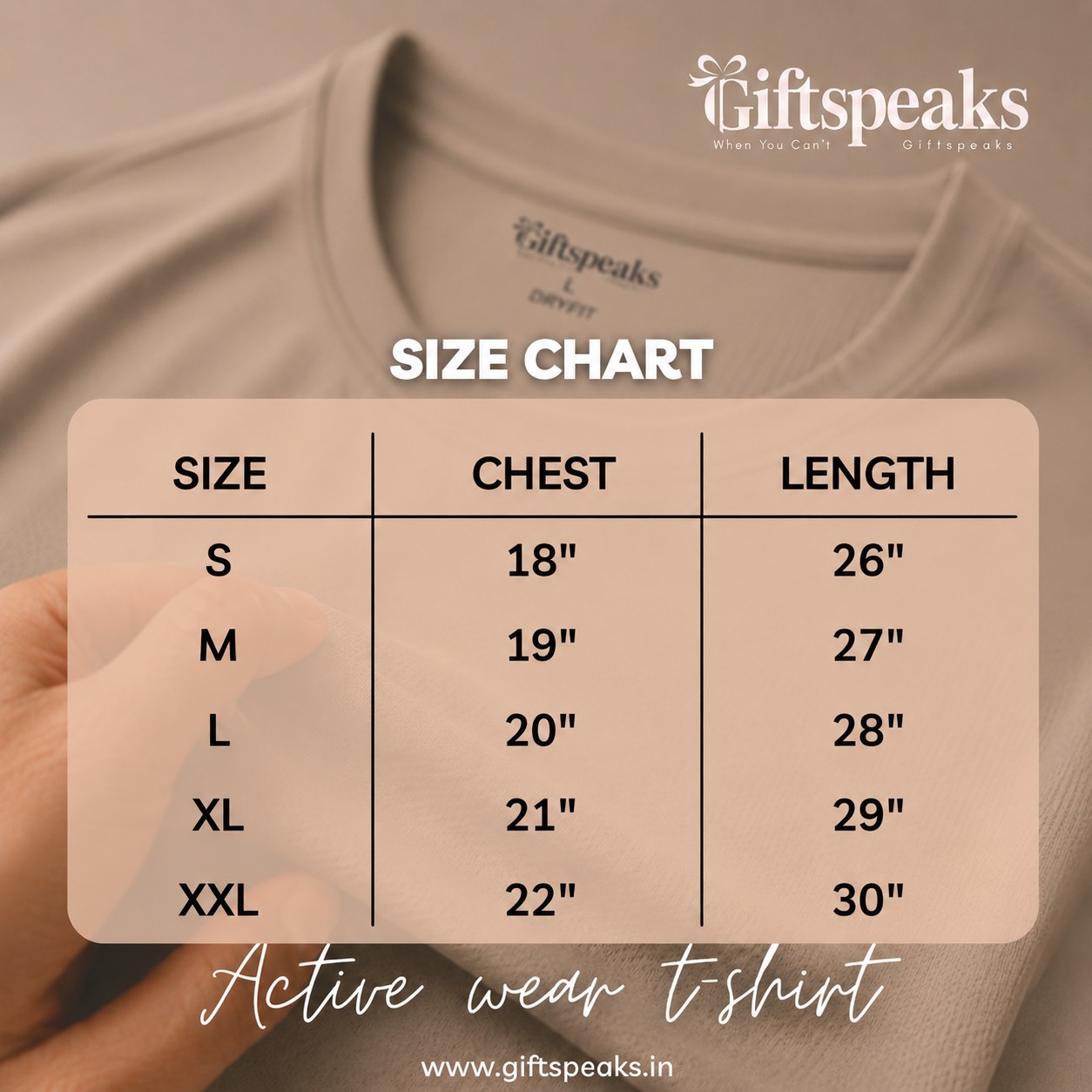Regular T-Shirt Size Chart