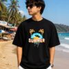WhatsApp Image 2026-07-14 at 4.41.56 PM Men's Black Oversized T-Shirt with Summer Vibes Graphic Print | Loopknit 240 GSM Cotton | Relaxed Fit Casual Beach Streetwear Tee