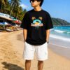 WhatsApp Image 2026-07-14 at 4.41.57 PM (1) Men's Black Oversized T-Shirt with Summer Vibes Graphic Print | Loopknit 240 GSM Cotton | Relaxed Fit Casual Beach Streetwear Tee
