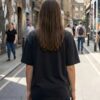 Women Oversized Minimal Graphic T-Shirt | Trust No One Chest Print | Loopknit 240 GSM Cotton | Relaxed Fit Streetwear Tee
