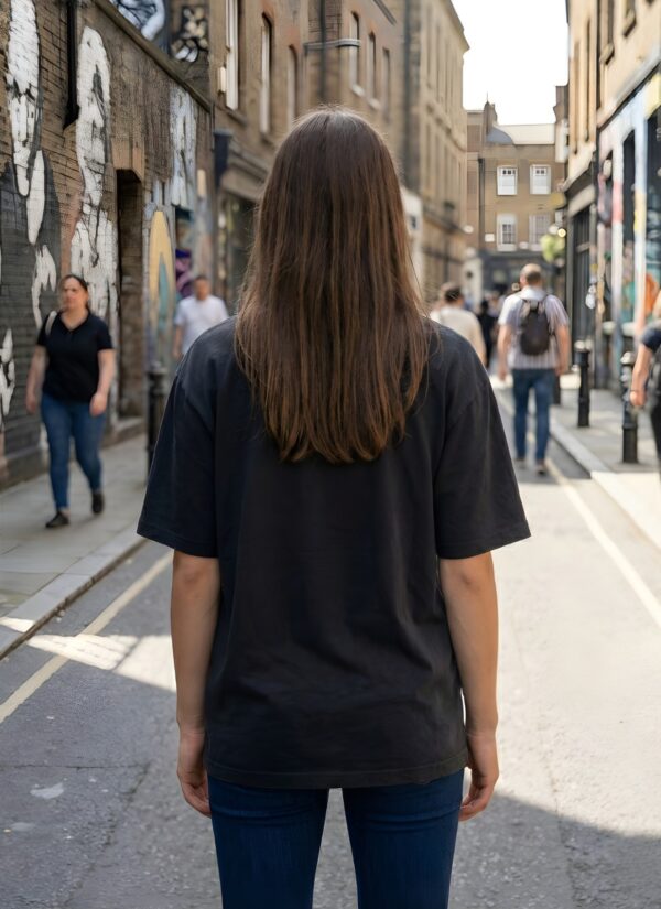 Women Oversized Minimal Graphic T-Shirt | Trust No One Chest Print | Loopknit 240 GSM Cotton | Relaxed Fit Streetwear Tee
