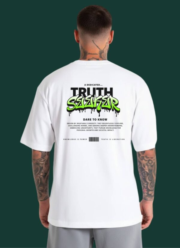 WhatsApp Image 2026-07-18 at 12.03.02 PM (1) Men Oversized Streetwear T-Shirt | Truth Seeker Typography Print | Loopknit 240 GSM Heavyweight Graphic Tee