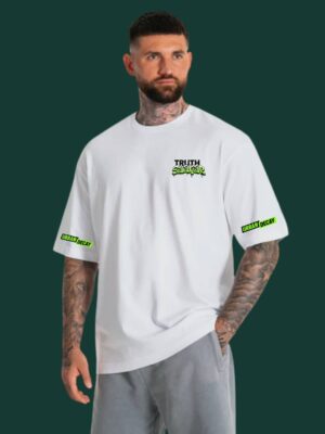Men Oversized Streetwear T-Shirt | Truth Seeker Typography Print | Loopknit 240 GSM Heavyweight Graphic Tee