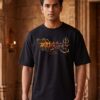 Mahakal Divine Graphic Oversized Black T-Shirt for Men & Women | Spiritual Lord Shiva Back Print | Premium 240 GSM Loopknit Cotton | Unisex Streetwear Devotional Design | Front Sanskrit Typography & Detailed Back Artwork