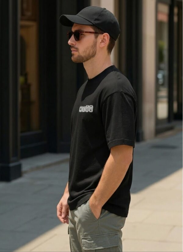 Men's Oversized Black Typography Graphic Printed T-Shirt | Relaxed Fit Round Neck Half Sleeve Casual Streetwear Tee | Trendy Urban Fashion T-Shirt for Daily Wear, Travel, College & Weekend Outfits