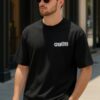 Men's Oversized Black Typography Graphic Printed T-Shirt | Relaxed Fit Round Neck Half Sleeve Casual Streetwear Tee | Trendy Urban Fashion T-Shirt for Daily Wear, Travel, College & Weekend Outfits