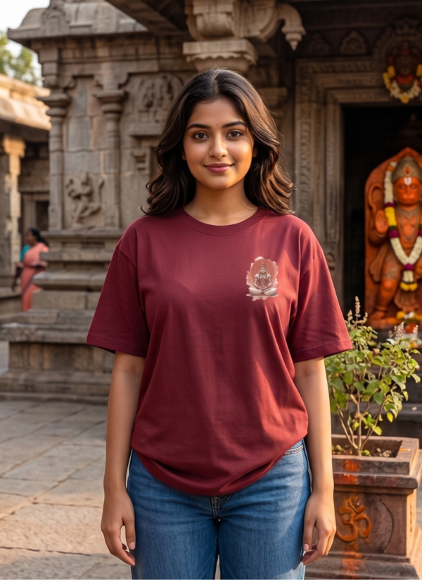 Y3Vxk1a_EQTSR2I9YF_2026-05-08_2.png Unisex Oversized Hanuman Graphic Printed T-Shirt for Men & Women | Spiritual Devotional Back Print Oversized Tee | Maroon Half Sleeve Loose Fit Streetwear T-Shirt | Loopknit 240 GSM Premium Cotton Casual Wear