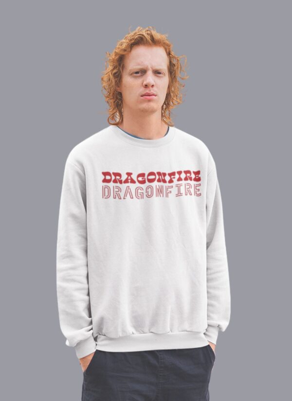 YndgMR_7_O2N0CH9530_2026-01-30_1.jpg Dragonfire Graphic White Sweatshirt for Men | Mythical Dragon Back Print Streetwear Sweatshirt | Premium Fleece 300 GSM | By Giftspeaks