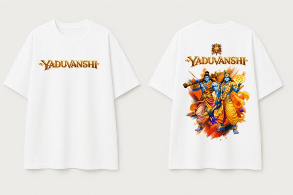 Yxjrhrqc_DR08DKBBTP_2026-02-05_4.jpg Yaduvanshi Oversized T-Shirt for Women | Krishna Balram Divine Art White Tee | Loopknit 240 GSM