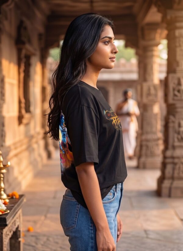 ay0JApp0_3BXWQH8EI7_2026-04-29_3.jpg Mahakal Divine Graphic Oversized Black T-Shirt for Men & Women | Spiritual Lord Shiva Back Print | Premium 240 GSM Loopknit Cotton | Unisex Streetwear Devotional Design | Front Sanskrit Typography & Detailed Back Artwork