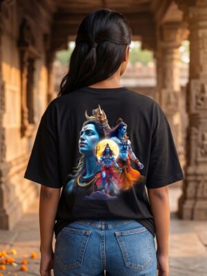 ay0JApp0_UO747BVBZL_2026-04-29_1.jpg Mahakal Divine Graphic Oversized Black T-Shirt for Men & Women | Spiritual Lord Shiva Back Print | Premium 240 GSM Loopknit Cotton | Unisex Streetwear Devotional Design | Front Sanskrit Typography & Detailed Back Artwork
