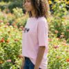 Women Pink Oversized T-Shirt Happy Graphic Print | Premium Loopknit Cotton 240 GSM Casual Streetwear Tee
