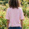 Women Pink Oversized T-Shirt Happy Graphic Print | Premium Loopknit Cotton 240 GSM Casual Streetwear Tee