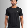 Men's Black Graphic Sports T-Shirt | Meshknit 180 GSM Athletic Regular Fit Tee for Gym, Running & Outdoor Training
