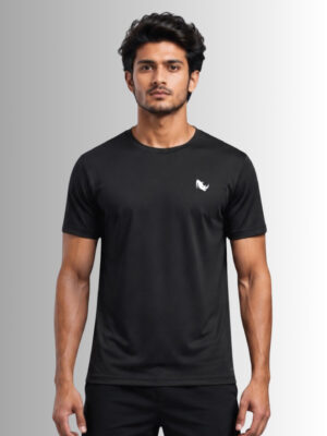 bvdfvdf Men's Black Graphic Sports T-Shirt | Meshknit 180 GSM Athletic Regular Fit Tee for Gym, Running & Outdoor Training