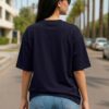 Women's Oversized No Fear Graphic Printed T-Shirt | Trendy Navy Blue Typography Streetwear Baggy Tee for Girls & Women | Casual Drop Shoulder Half Sleeve Round Neck Fashion T-Shirt | Loopknit 240 GSM Premium Oversized Fit