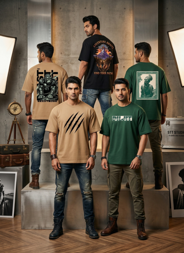 Oversized Graphic Printed T-Shirt Combo for Men | Premium Cotton Casual Streetwear Tees (Pack of 3)