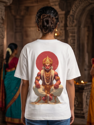 eUA8EZkM_0ZF0S1XXMA_2026-05-08_1.png Unisex Oversized Hanuman Graphic Printed T-Shirt for Men & Women | Spiritual Devotional Back Print Oversized Tee | White Half Sleeve Loose Fit Streetwear T-Shirt | Loopknit 240 GSM Premium Cotton Casual Wear
