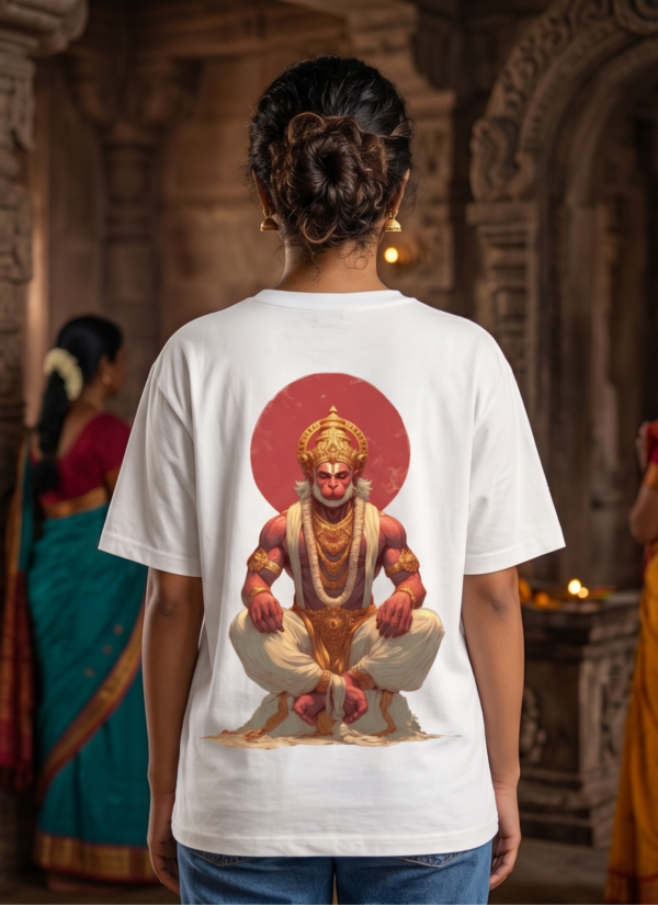 eUA8EZkM_0ZF0S1XXMA_2026-05-08_1.png Unisex Oversized Hanuman Graphic Printed T-Shirt for Men & Women | Spiritual Devotional Back Print Oversized Tee | White Half Sleeve Loose Fit Streetwear T-Shirt | Loopknit 240 GSM Premium Cotton Casual Wear