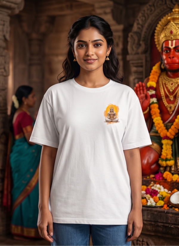 eUA8EZkM_NT1UOGAFK4_2026-05-08_2.png Unisex Oversized Hanuman Graphic Printed T-Shirt for Men & Women | Spiritual Devotional Back Print Oversized Tee | White Half Sleeve Loose Fit Streetwear T-Shirt | Loopknit 240 GSM Premium Cotton Casual Wear