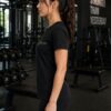 efeded Women's Black Activewear Regular Fit T-Shirt | Meshknit 180 GSM | Moisture-Wicking Athletic Gym Tee for Yoga, Running, Workout, Training, Sports & Fitness