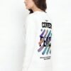 Oversized Sweatshirt for Women | Off Cover Peace Back Print White Upper | Fleece 300 GSM Premium Streetwear Sweatshirt