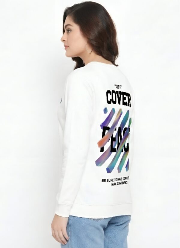 Oversized Sweatshirt for Women | Off Cover Peace Back Print White Upper | Fleece 300 GSM Premium Streetwear Sweatshirt
